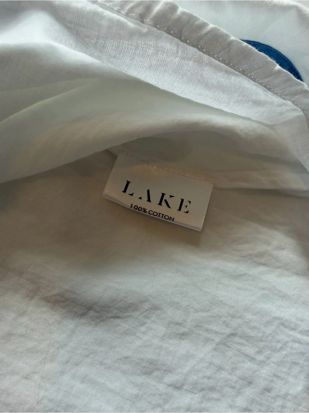 LAKE Pajamas Patio Dress White Blue Size Medium Scalloped - Picture 9 of 10